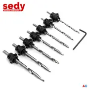 8 pcs Wood Countersunk Head Drill Bit Set Auger Countersink Screw Kits Allen Key