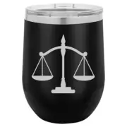 Stemless Wine Tumbler Travel Mug Scales Of Justice Lawyer Paralegal Attorney