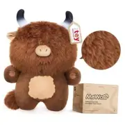 Highland Cow Plush Toys, Brown Fluffy Stuffed Animals, Squishy Doll & Plushie