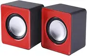 Portable Wired Computer Speakers, Speaker Subwoofer USB Charging Audio Accessories Home Use Laptop Computer PC Notebook T, Red