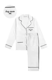 KIP Boy Mom Cotton Pajama Set in Monochrome at Nordstrom, Size Small