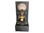 70cm Tranquil Buddha Water Fountain/Waterfall Statue with Halo & LED Light, Indoor or Outdoor