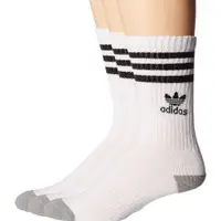 在飛比找ETMall東森購物網優惠-Adidas 2018學生時尚白色條紋中筒運動襪3入組
