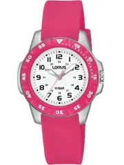 Lorus RX59HX9 White Dial Pink Silicone Womens Watch