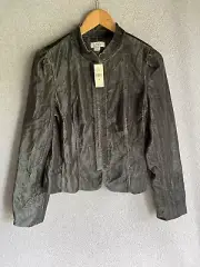 Loft Ann Taylor Jacket 8 Gray Metallic Velvet Blazer Striped Whimsy Goth NWT