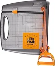Fiskars Deluxe Bypass Paper Cutter with Safety Guard - Guillotine Trimmer - 12" Cut Length - Aluminum Cutting Surface - Arts & Crafts Tool for Scrapbooking
