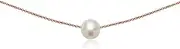 [B. BRILLIANT] Sterling Silver Simulated White Pearl Semi-Round Ball Dainty Choker Necklace