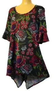 TS TAKING SHAPE plus size XXS / 12 Painterly Floral Top stretchy light NWT!