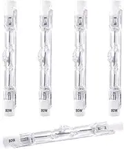 R7S 78mm 80W Halogen Bulb Dimmable, J78 T3 Linear Halogen Pencil Lamp 1390lm Spotlight for Floor Lamps, Landscape Lights, Security, Streetlight (5-Pack, Warm White 2800K)