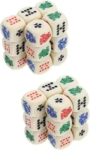 ifundom 2sets Dice Game Set Poker Dices Portable Chips Bar Club Dice Prop Perfect for Parties Gatherings 15pcs*2