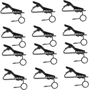 HANABASS 12Pcs Lapel Tie Clip Iron Mic Clip for Lavalier Microphone High Elasticity Design for Voice Chat Video Conferencing and Recording Black