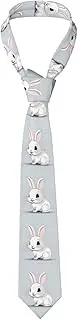 [YANYU] Cute White Rabbit Print Men Necktie Classic And Stylish Ties For Business Weddings And Special Occasions, Black