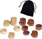Baspoom Checkers & Backgammon Pieces - Dark Brown/Natural, 15 Tablets Each - Board Game for 2 Players