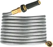 Expandable Metal Garden Hose 75 FT - 304 Stainless Steel Heavy Duty non Kinking