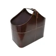 Leatherkart Leather Top Handle Magazine Basket - Dark Brown