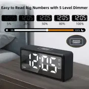 Digital Alarm Clock with 5 Brightness Levels and Dual Alarm Functionality