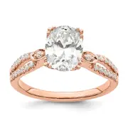 1.50ct. CZ Solid Real 14k Rose Polish 1 1/2ct Oval Engagement Dia Ring