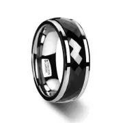 HICKOK Polished Diamond Faceted Black Ceramic Spinner Ring - 8mm
