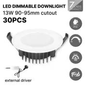 30pcs 13w Led Downlight 90mm Tri Colour CCT Dimmable IP44 Flat External drive CE