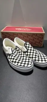 Vans Classic Slip-On Checkerboard Men’s Size 11 Black White Low Top
