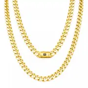 14k Yellow Gold Royal Monaco Miami Cuban Link 7.5mm Chain Pendant Necklace 22"
