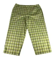 NWT Staumont Audra Plaid Golf Pants Women's 16 Green Yellow Flat Front Pockets
