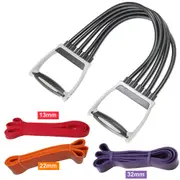 Heavy Duty Resistance Bands 4 Pc Set Gym Strength Trainer Exercise 6-100kg Resistance