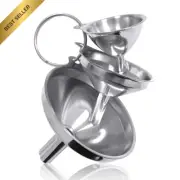 Metal Funnels, 3-Piece Stainless Steel Set, Small Kitchen Funnels for Filling Bo