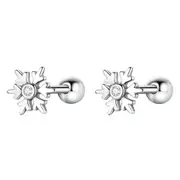 Sterling Silver Little Snowflake Screw Stud Hypoallergenic Earrings