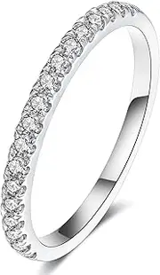 [IMOLOVE] IMOLOE Lab Grown Diamond Wedding Bands for Women, 0.3-0.42 Carat Lab Grown Diamond Ring Trendy Lab Grown Diamond Eternity Rings for Women in 18K White Gold Plated Sterling Silver Size 4-11