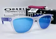 Oakley FROGSKINS matte clear/sapphire iridium OO9013-B2 sunglasses NEW IN BOX