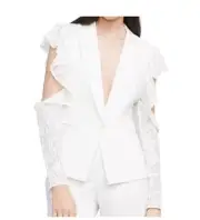 BCBG MAXAZRIA Size Xs OFF WHITE ABEL COULD-SHOULDER LACE BLAZER Jacket