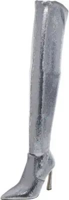 Steve Madden Laddy Women's Over The Knee Boot Silver Sequin US Size 7