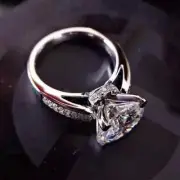 3.40 Ct Princess 14K White Gold Created Diamond Engagement Wedding Ring