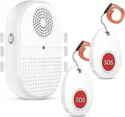 Daytech Wireless Caregiver Pager Vibration Alert System, SOS Emergency Call Button Alarm for Elderly Seniors Personal Nurse, 500ft Operating Range,1 Portable Receiver + 2 Transmitters