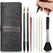 9-Piece S Cratch Art Tool, Scratch Painting Tool Set, Tool Kit, S Cratch Coloring Pen,Wooden Stylus, Cleaning Brush