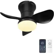Ceiling Fan with Lights and Remote - 21'' Small Flush Mount Ceiling Fan APP C...
