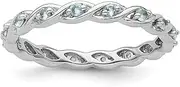 [Stackable Expressions] 2.5mm 925 Sterling Silver Polished Prong set Stackable Blue Topaz Ring Size 5-Stackable-Ring for Women