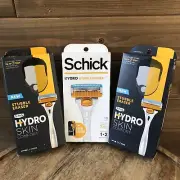 3x Schick Hydro Skin Comfort Stubble Eraser 3 Razor Handle + 6 Cartridges total