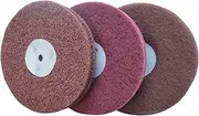 3PC 6 Inch x 2 Section Non Woven Polishing Wheel Kit for Bench Grinder with 10MM Arbor Hole Each 1PC Hard/Medium/Soft