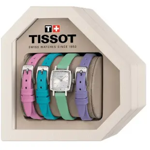 【TISSOT 天梭 官方授權】LOVELY SQUAREU優雅時尚女錶 手錶 母親節 禮物(T0581091603101/套組)