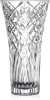Glass Vase, 12”(30cm) Flower Vases Large Crystal Clear Glass Vases, Lead-Free Table Glass Vase for Flowers Floral Centerpiece for Home and Office Living Room, Dining Table Decor