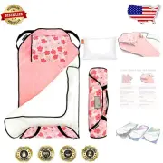 Poppies Kids Nap Mat - Portable Toddler Bedding Cover with Blanket and Pillow