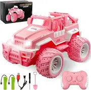 ZCOINS Pink Remote Control Car Toy for Kids Girls 6-12 Year Old, 1:16 Scale Off-Road Jeep RC Car with LED Light, 2.4Ghz All Terrain Electric Monster Truck Toy Presents for Kids Birthday Chirstmas