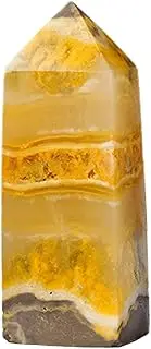 Crystal Towers,Polishing Citrine Stone Hexagonal Statue | Hexagonal Point Stone Figurine Desk Decor, Home Decorations for Meditation Success Divination