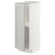 METOD base cabinet with shelves, white/Lerhyttan light grey, 30x37x80 cm