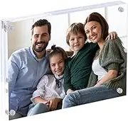 Acrylic Picture Frame - Magnetic Double-Sided Photo Display | Transparent Desk Stand, Ultra-Clear Lucite Holder, Frameless Table Decoration, Modern Souvenir Showcase, Family Portrait Frame