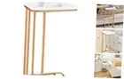 C Shaped End Table, 27 inches High Side Table for Couch 1 Snow White + Gold