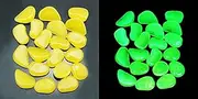 200 pcs Luminous Stone，Each About 1 inch，Absorb Sunlight for More Than 2 Hours and emit Light for 3-6 Hours，Used for bar Decoration; Villa Garden Landscaping, Swimming Pool Decoration, etc.(Yellow)
