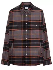 Ps Paul Smith Mens Cotton Plaid Overshirt Small Grey/Orange - NWT $250
